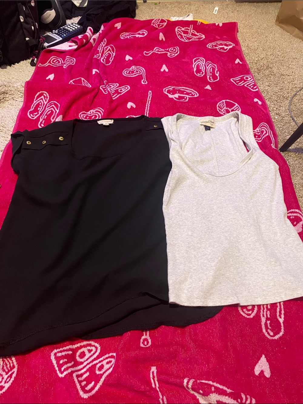Black short sleeve shirt &Light Gray Tank Duo